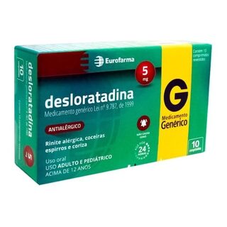 Desloratadina Eurofarma - Momenta 5mg, caixa com 10 comprimidos