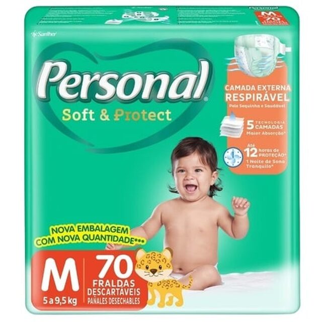 Fralda Personal Soft & Protect M, pacote com 70 unidades