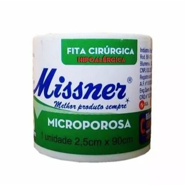 Fita Cirúrgica Missner Microporosa branco, 2,5cm x 90cm