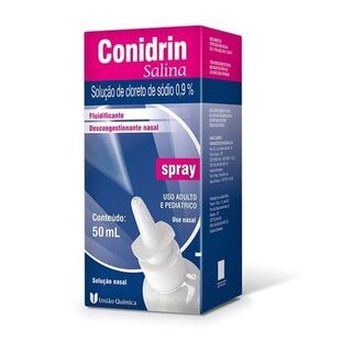 Conidrin Salina 9mg/mL, caixa com 1 frasco spray com 50mL de solução de uso nasal
