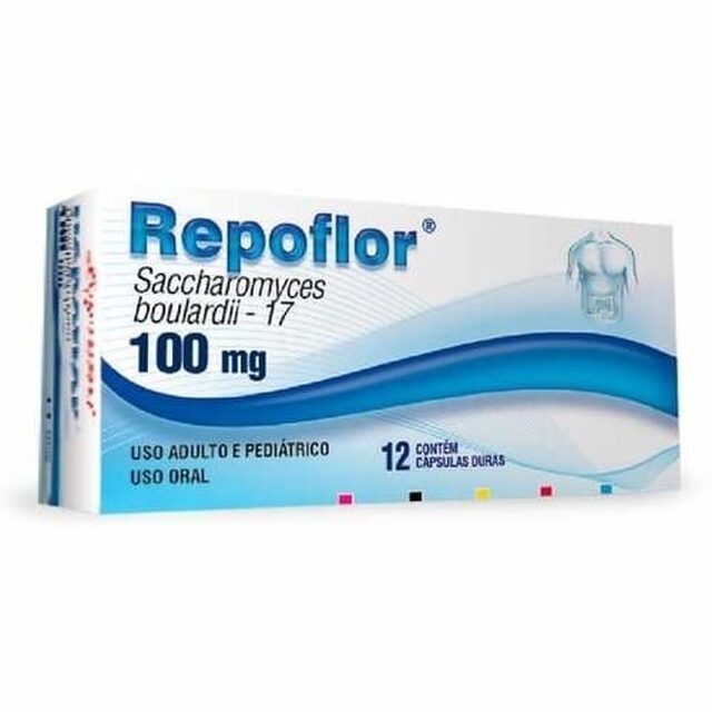 Repoflor 100mg, caixa com 12 cápsulas gelatinosas duras