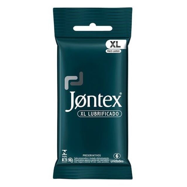 Preservativo Jontex XL, lubrificado, pacote com 6 unidades