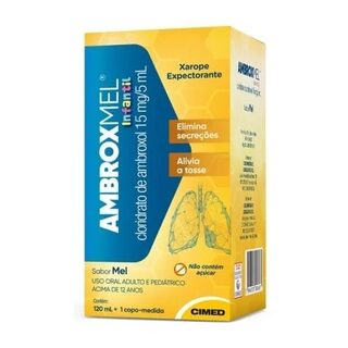 Ambroxmel 3mg/mL, caixa com 1 frasco com 120mL de xarope pediátrico, mel