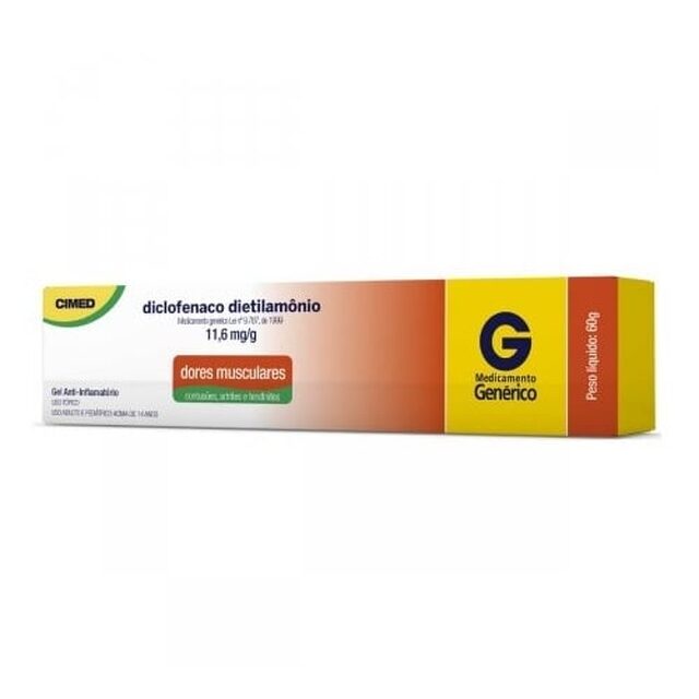 Diclofenaco Dietilamônio Cimed 10mg/g, bisnaga com 60g de gel