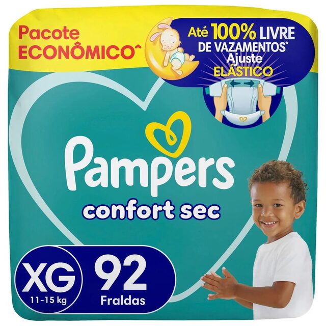 Fralda Pampers Confort Sec XG, 92 unidades
