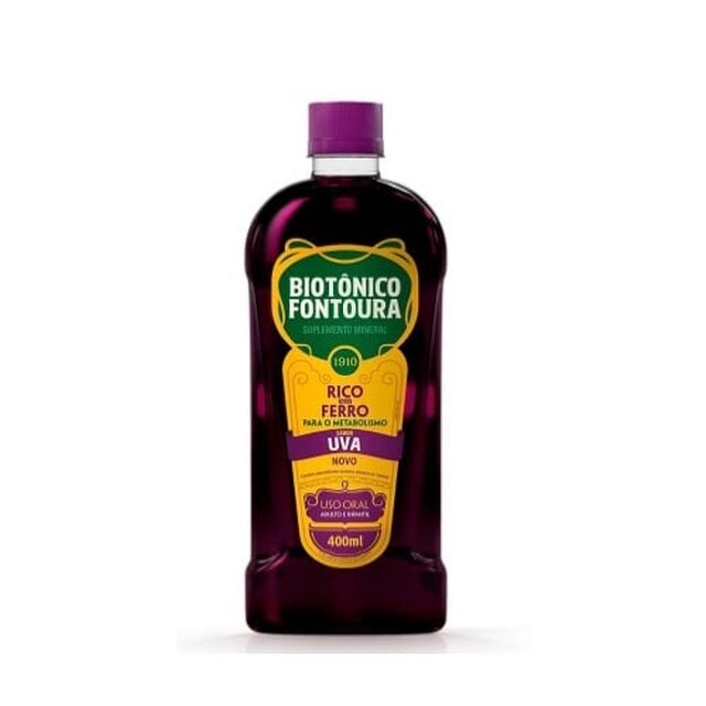 Biotônico Fontoura frasco com 400mL de solução de uso oral, sabor uva