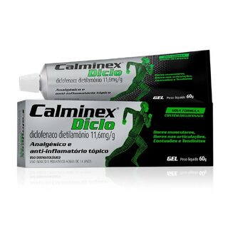 Calminex Diclo 11,6mg/g, caixa com 1 bisnaga com 60g de gel de uso dermatológico