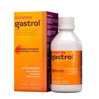 Gastrol 125mg/mL + 50mg/mL + 180mg/mL, caixa com 1 frasco com 250mL de suspensão de uso oral