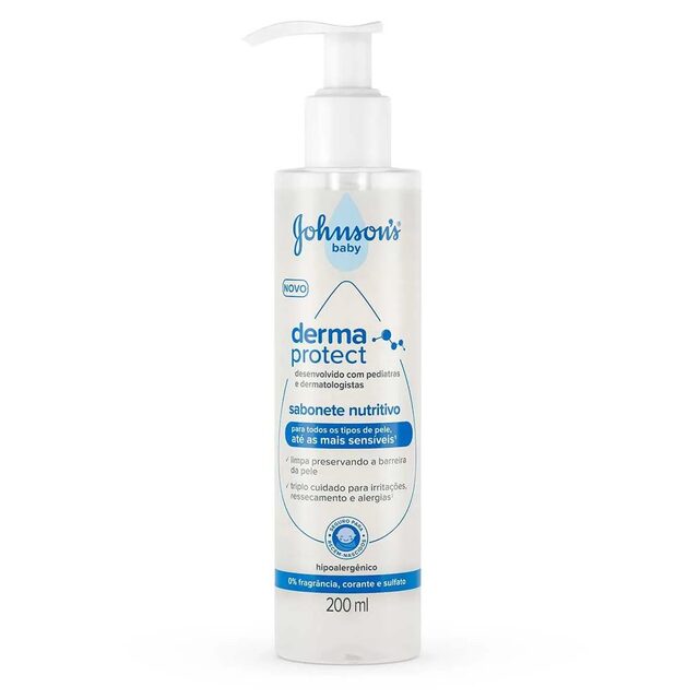 Sabonete Líquido Nutritivo Johnson's Baby Derma Protect, 200mL