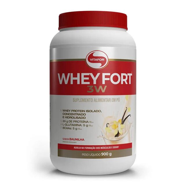 Whey Fort 3W Vitafor Sabor Baunilha 900g