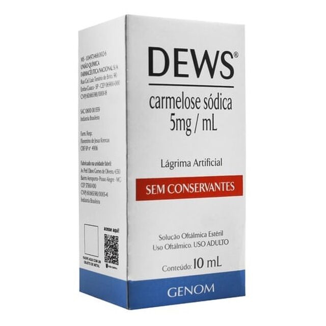 Dews 5mg/mL, caixa com 1 frasco gotejador com 10mL de solução de uso oftálmico