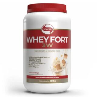 Whey Fort 3W Vitafor 900g, sabor paçoca