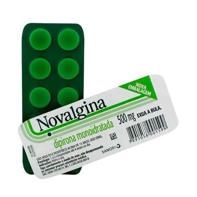 Novalgina Comprimido 500mg, blíster com 10 comprimidos
