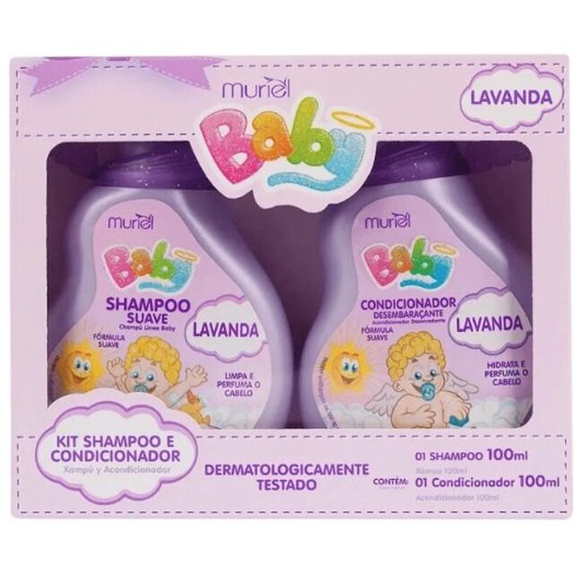 Kit Muriel Baby Lavanda, shampoo 100mL + condicionador 100mL