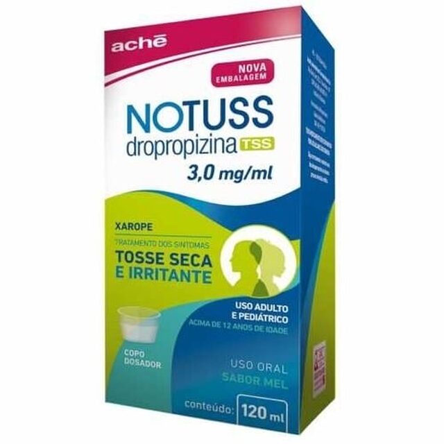 Notuss TSS 3mg/mL, caixa com 1 frasco com 120mL de xarope adulto + 1 copo medidor