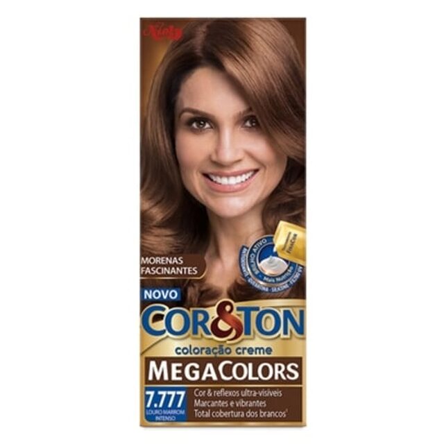 Tintura Cor &amp; Ton Mega Colors nº 7.777 louro marrom intenso