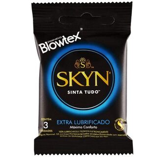 Preservativo Blowtex Skyn Extra Lubrificado pacote com 3 unidades