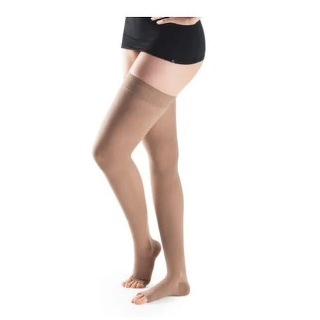 Meia 7/8 Sigvaris Basic 20-30mmHg M normal (M2), ponteira aberta, bege