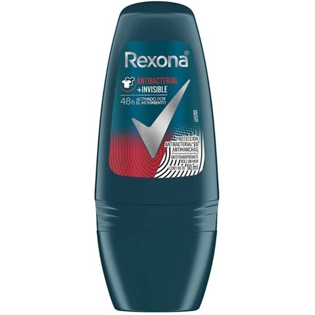 Desodorante Antitranspirante Rexona Men Antibacterial + Invisible roll-on, 1 unidade com 50mL