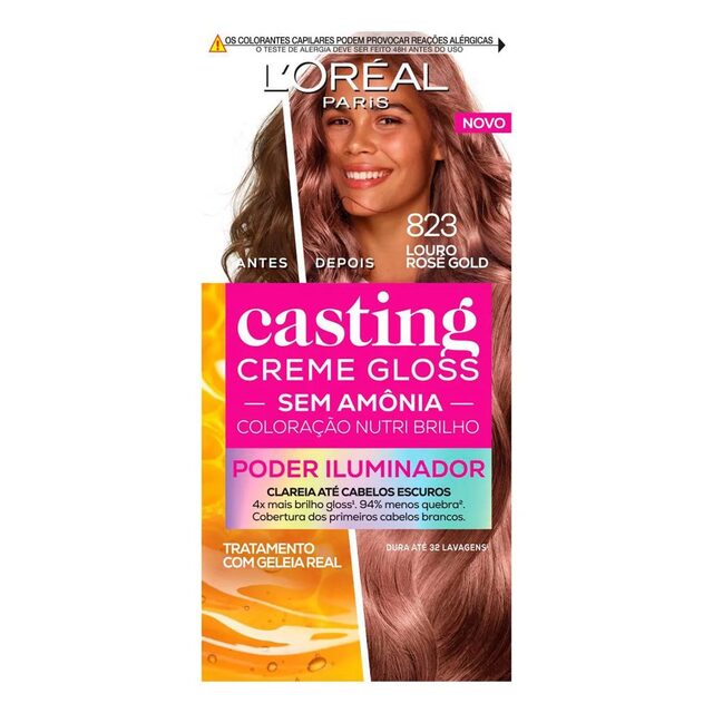 Tinta de Cabelo Casting Creme Gloss Poder Iluminador L'Oréal Paris - 823 Louro Rose Gold