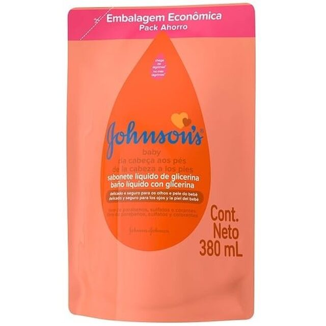 Sabonete Glicerinado Johnson's Baby da Cabeça aos Pés líquido, refil, 1 unidade com 380mL