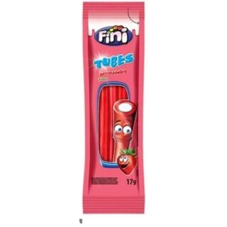 Bala de Gelatina Fini Tubes, morango, 1 unidade com 15g