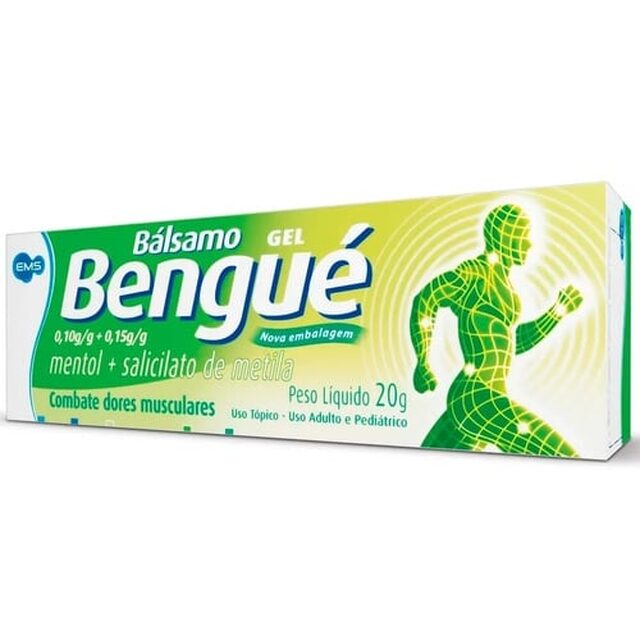 Bálsamo Bengué 0,10g + 0,15g, caixa com 1 bisnaga com 20g de gel de uso dermatológico