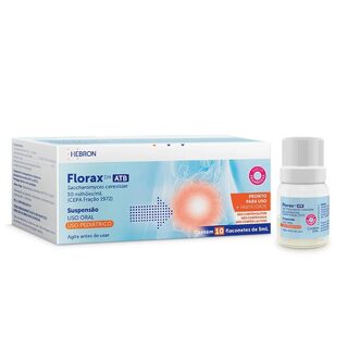 Florax SM ATB 50 Milhões/mL, caixa com 10 flaconetes com 5mL de suspensão de uso oral, sabor framboesa