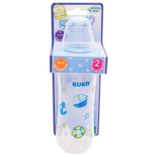 Mamadeira Kuka Natural Plus 6+ meses, color, azul com capacidade de 250mL