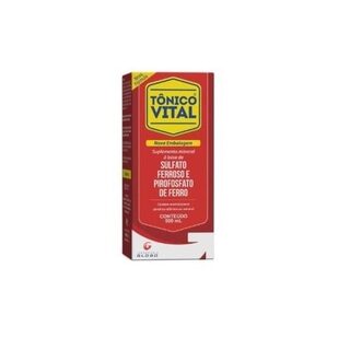 Tônico Vital 0,4mg/mL + 0,9067mg/mL, caixa com 1 frasco com 500mL de solução de uso oral
