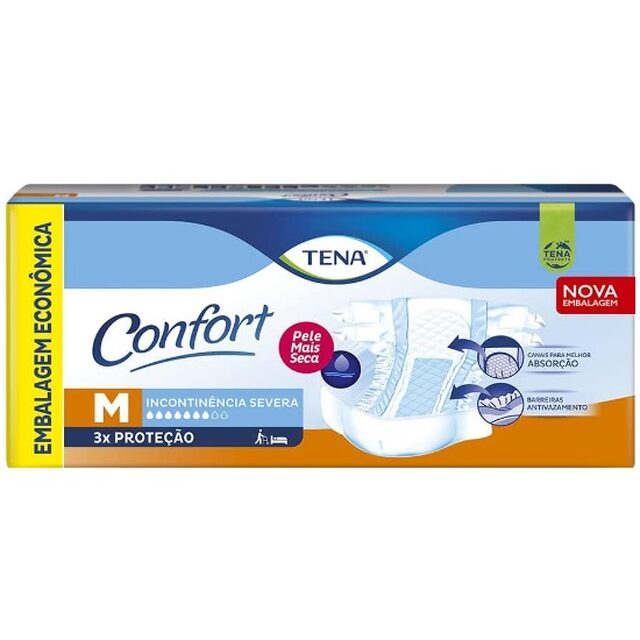 Fralda Biofral Tena Confort M, pacote com 26 unidades