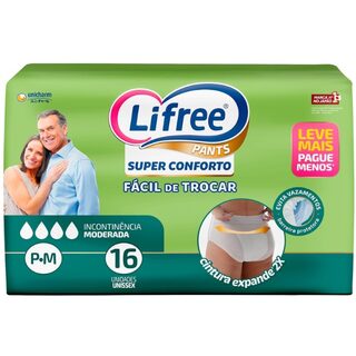 Fralda Geriátrica Lifree Super Conforto P-M, pacote com 16 unidades