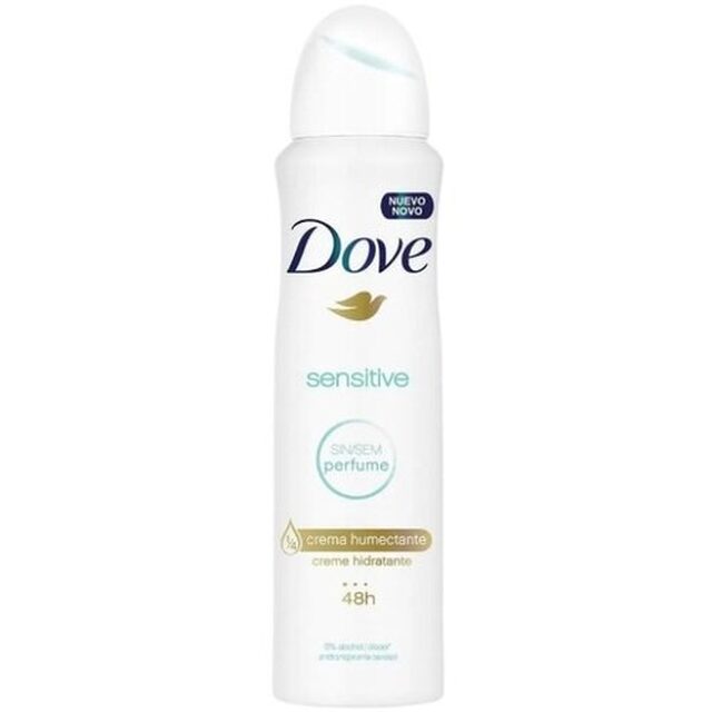 Desodorante Antitranspirante Dove Sensitive sem perfume, aerossol com 150mL