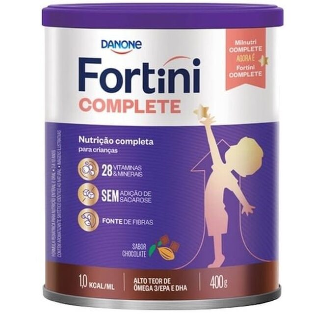Fórmula Infantil para Nutrição Enteral Fortini Complete 3 a 10 anos, chocolate, lata com 400g