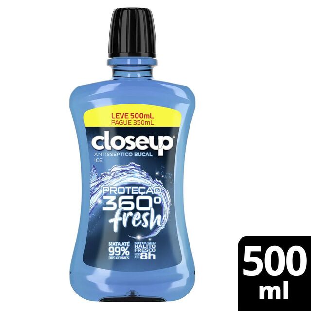 Enxaguante Bucal Closeup Ice com Álcool Proteção 360° Fresh 500mL
