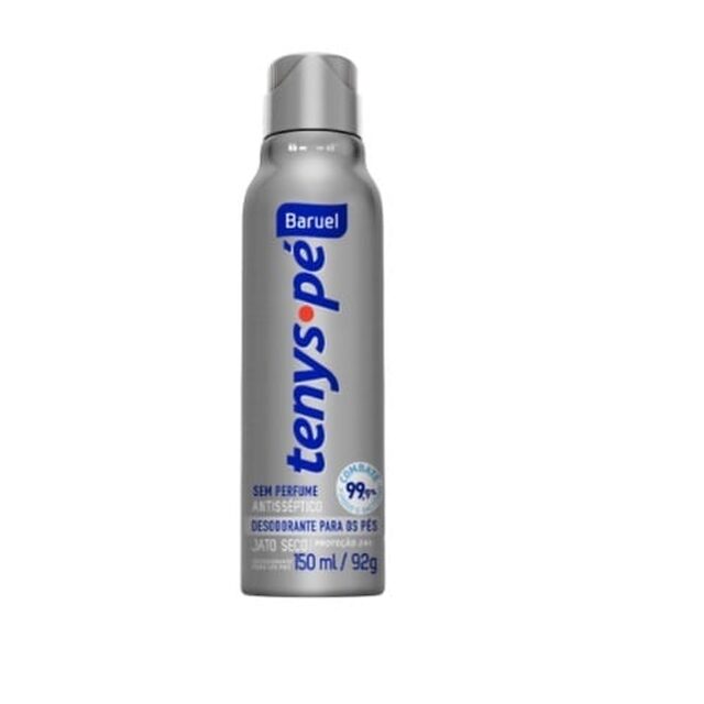 Desodorante para Pés Tenys Pé sem perfume, jato seco, 1 unidade com 150mL