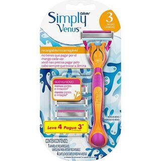 Aparelho Depilatório Gillette Simply Vênus recarregável, leve 4 pague 3