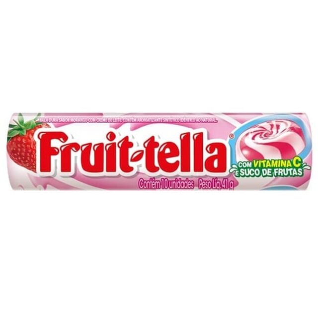 Bala Fruit-tella Swirl morango com creme de leite, 10 unidades com 41g
