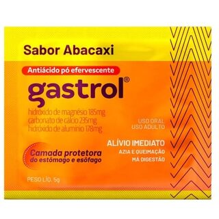 Gastrol Pó Efervescente 37mg/g + 47mg/g + 35,6mg/g, envelope com 5g de pó efervescente, abacaxi