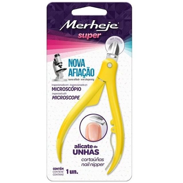 Alicate de Cutícula Merheje Super amarelo com 1 unidade