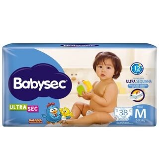 Fralda Babysec Ultra Sec Galinha Pintadinha M, pacote com 38 unidades