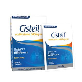 Cisteil 600mg/g, caixa com 16 envelopes com 5g de granulado para solução de uso oral