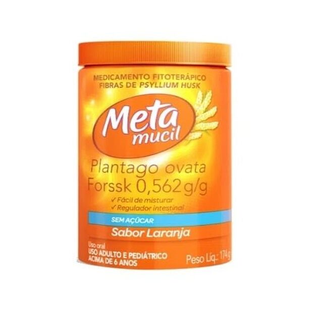 Metamucil 0,562g/g, frasco com 174g de pó para solução de uso oral, sabor laranja