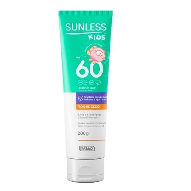 Protetor Solar Sunless Kids FPS 60, loção com 200g