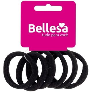 Elástico para Cabelo Bellesa meia, preto com 6 unidades