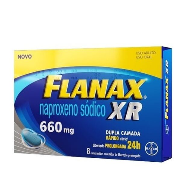 Flanax XR 660mg, com 8 comprimidos revestidos de liberação prolongada