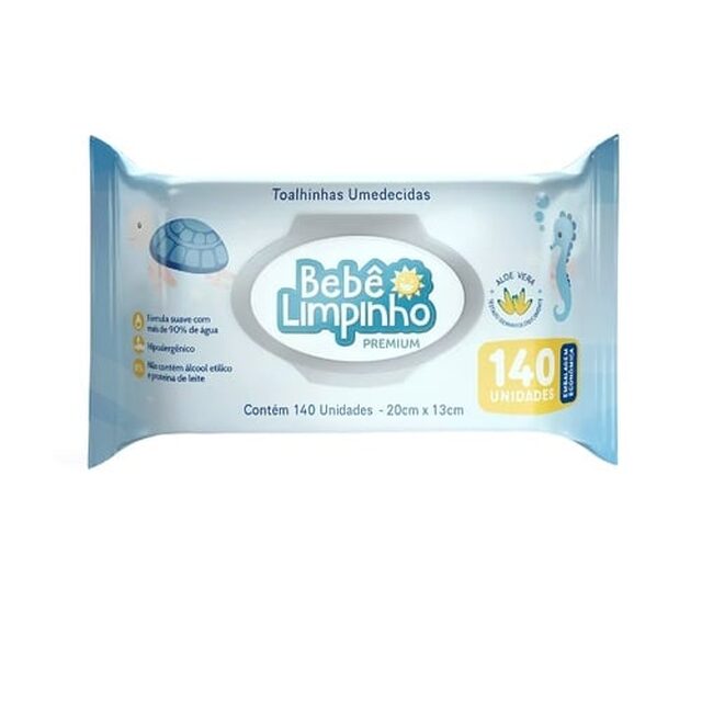Toalha Umedecida Bebê Limpinho pacote com 140 unidades