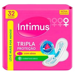 Absorvente Intimus Tripla Proteção com abas, seca com 32 unidades
